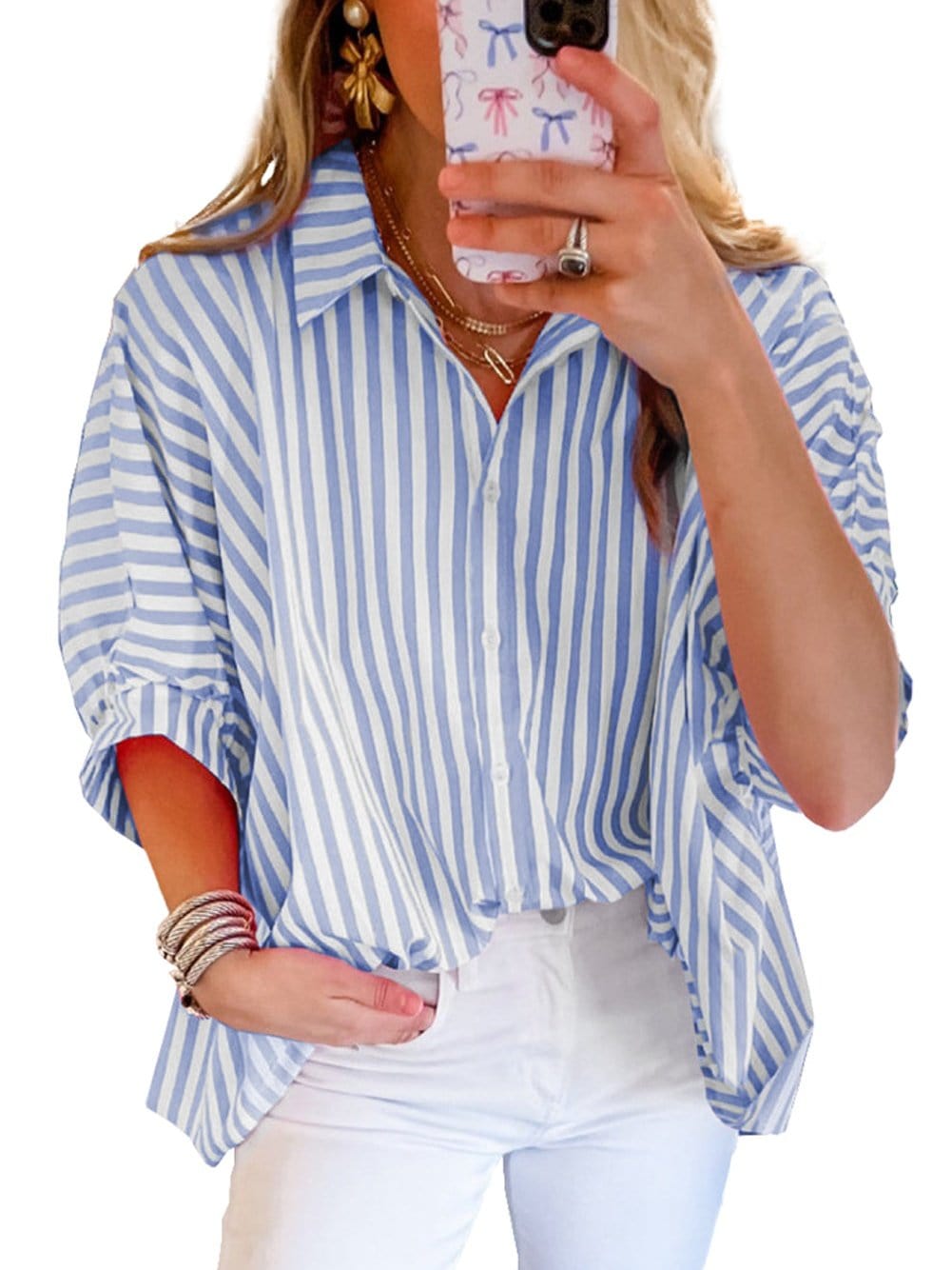 Elevate Your Style with the Oversized Sky Blue Striped Shirt