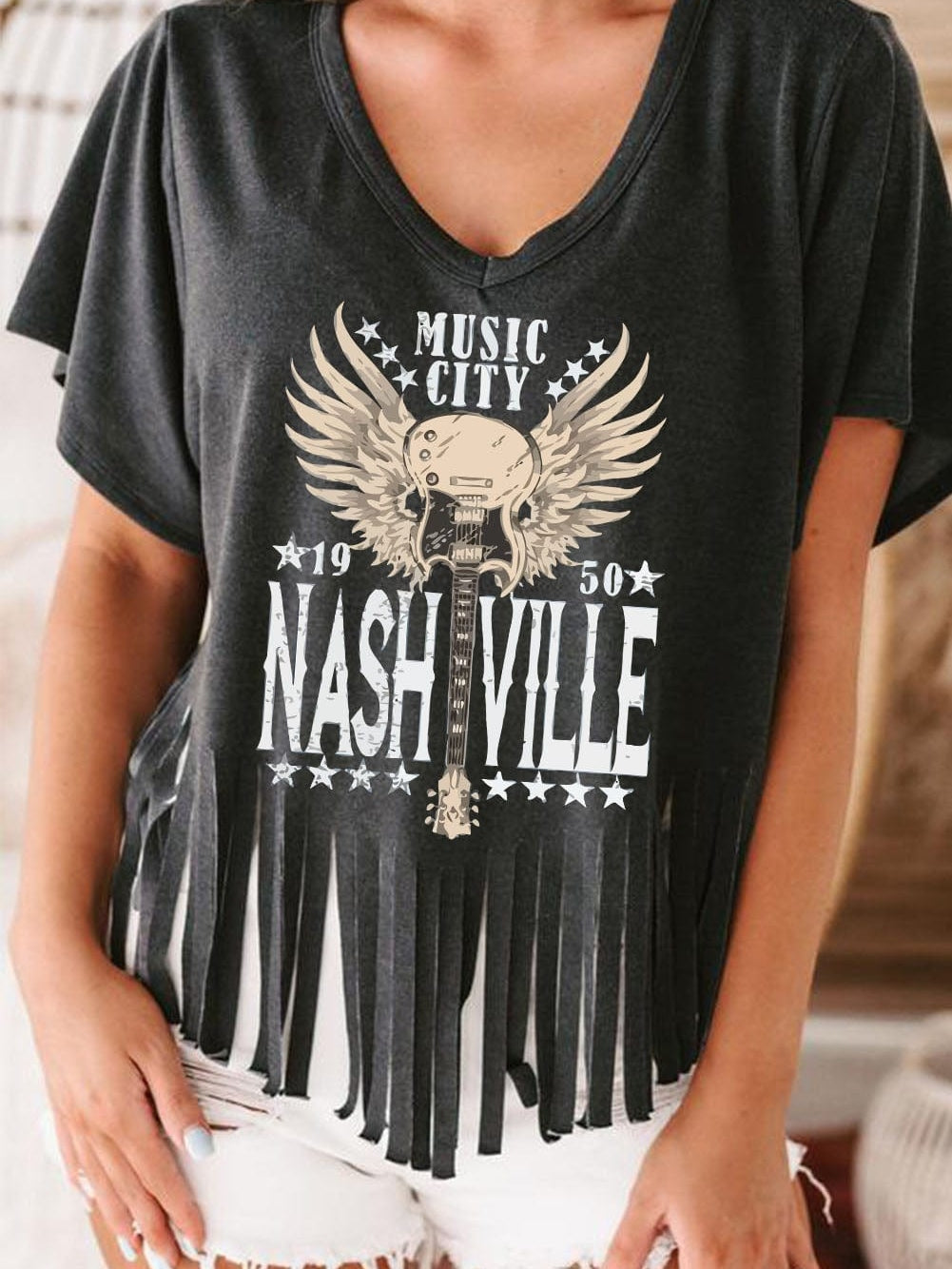 Embrace the Nostalgia: Bohemian Black Nashville Graphic Tee