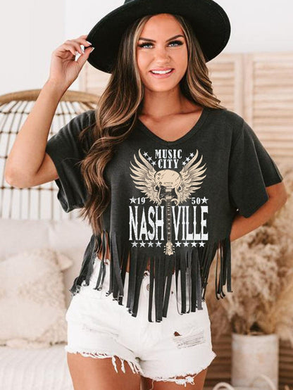 Embrace the Nostalgia: Bohemian Black Nashville Graphic Tee