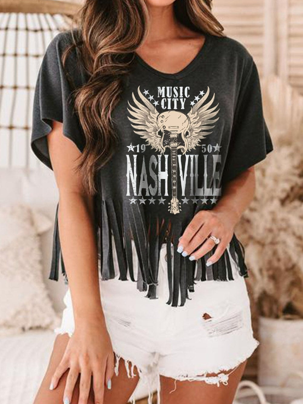 Embrace the Nostalgia: Bohemian Black Nashville Graphic Tee