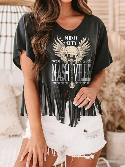 Embrace the Nostalgia: Bohemian Black Nashville Graphic Tee