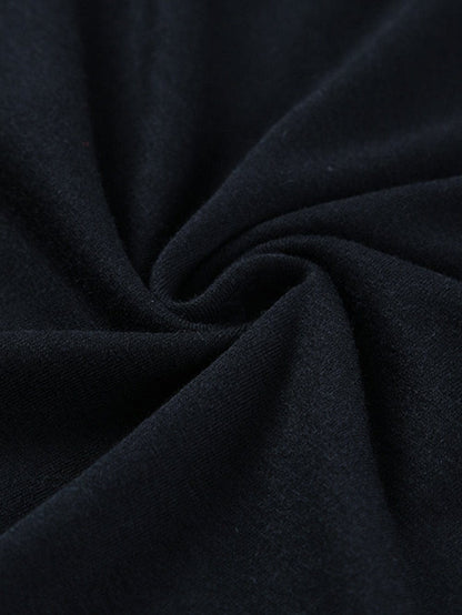 Embroidered Floral Black T-Shirt with Round Neck and Short Sleeves