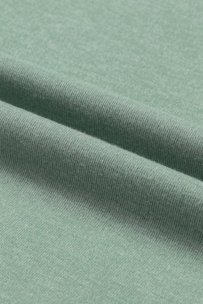 Emerald Green Button Detailed Sheath Top with Puffy Sleeves