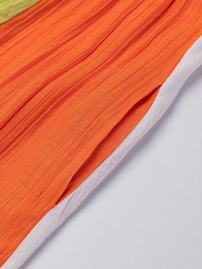 Emerald Green Color Block Smocked High Waist Maxi Dress