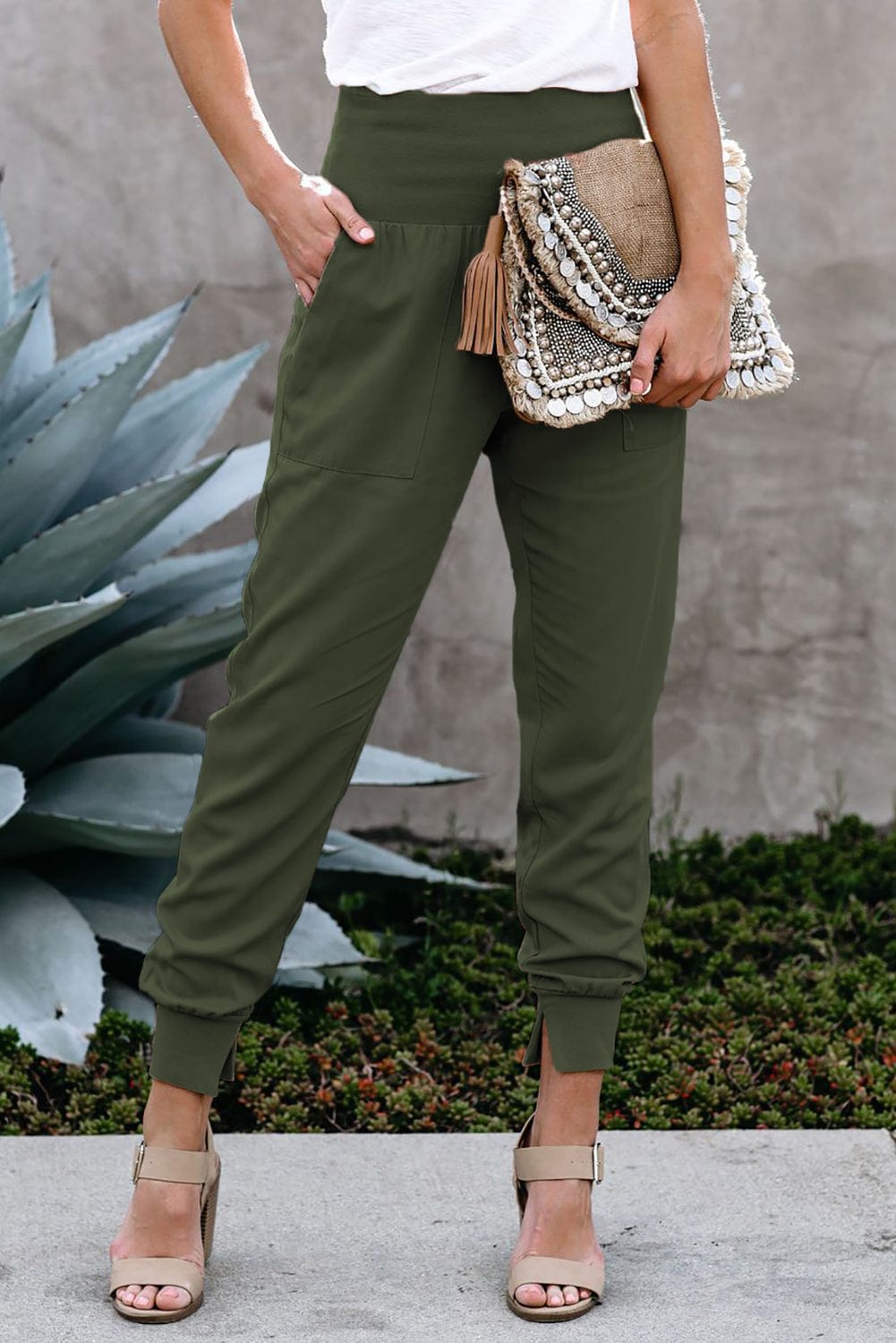 Emerald Green High Waist Harem Joggers