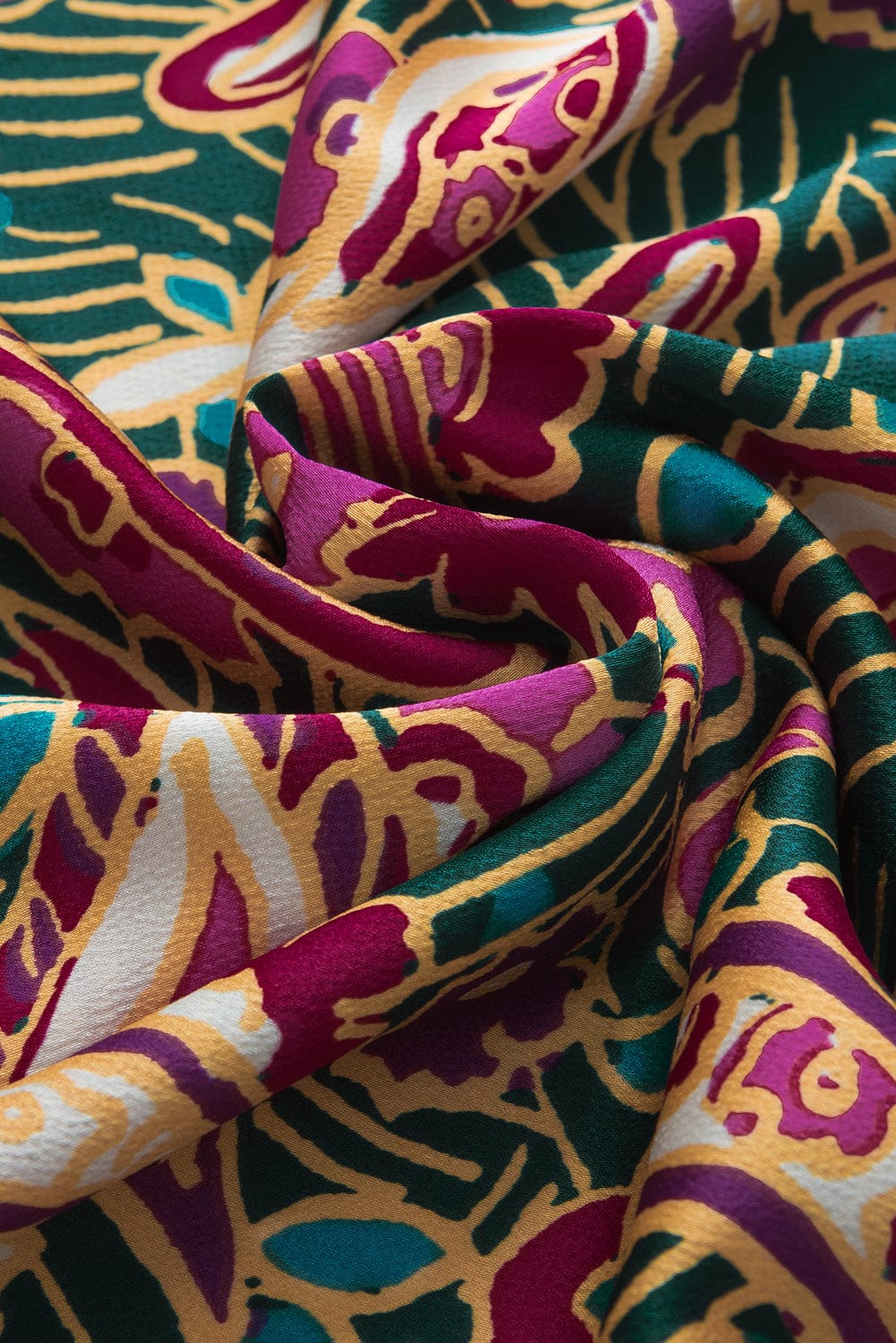 Emerald Paisley Bubble Sleeve V Neck Blouse