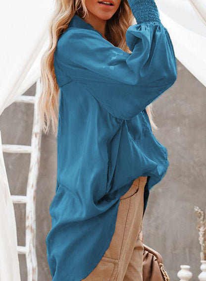 Emerald Smocked Cuff Oversized Blouse