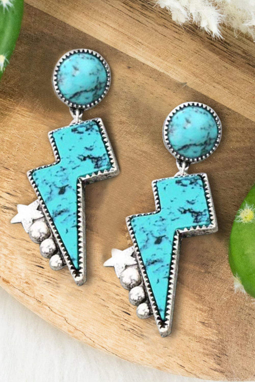Emerald Thunder Turquoise Earrings