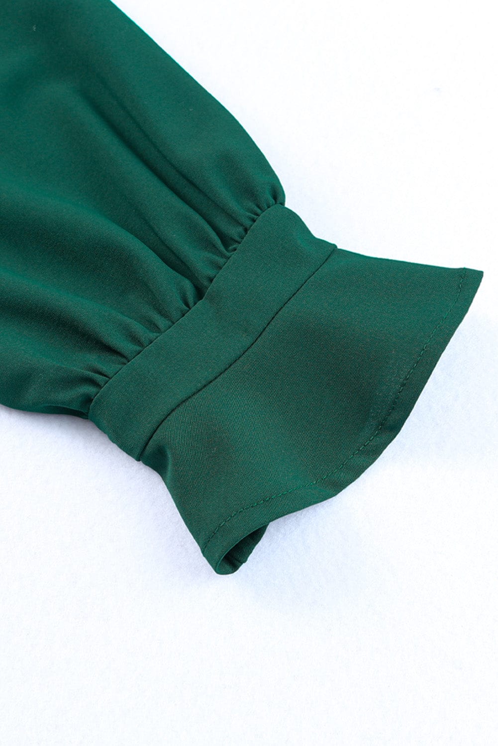 Emerald V Neck Shirt Dress with Ruffled Sleeves