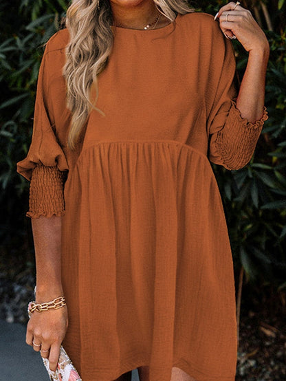 Empire Waist Chestnut Swing Mini Dress