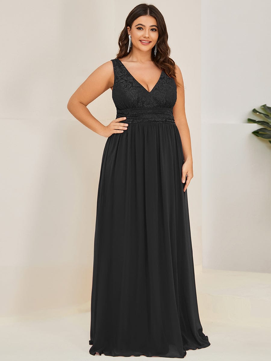 Empire Waist Chiffon V-Neck Evening Gown for Plus Size Women