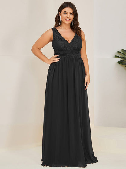Empire Waist Chiffon V-Neck Evening Gown for Plus Size Women