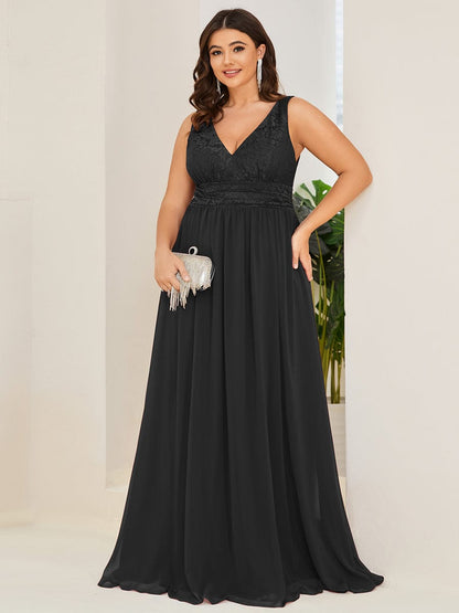 Empire Waist Chiffon V-Neck Evening Gown for Plus Size Women