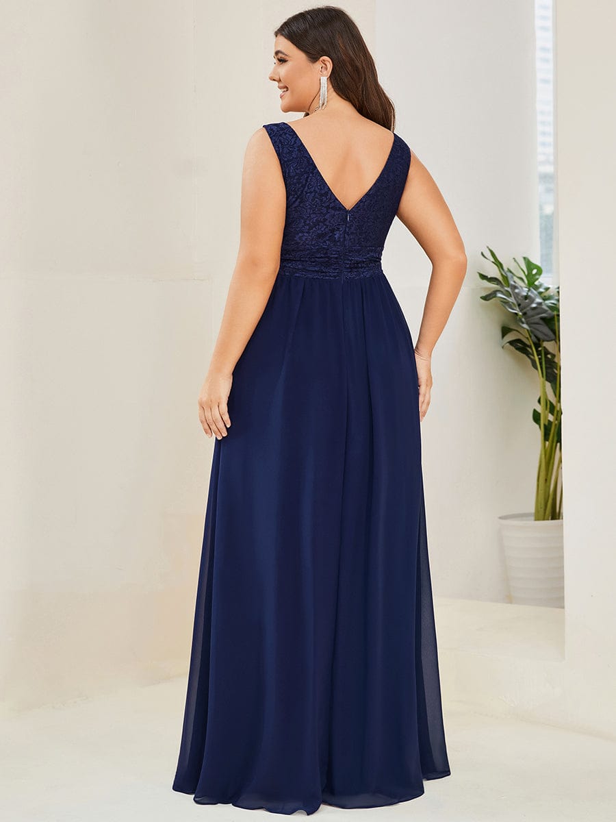 Empire Waist Chiffon V-Neck Evening Gown for Plus Size Women