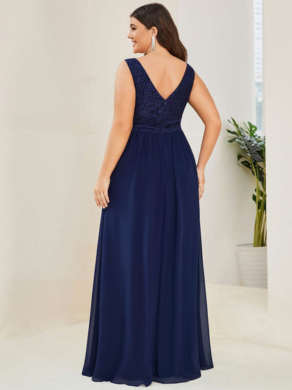Empire Waist Chiffon V-Neck Evening Gown for Plus Size Women