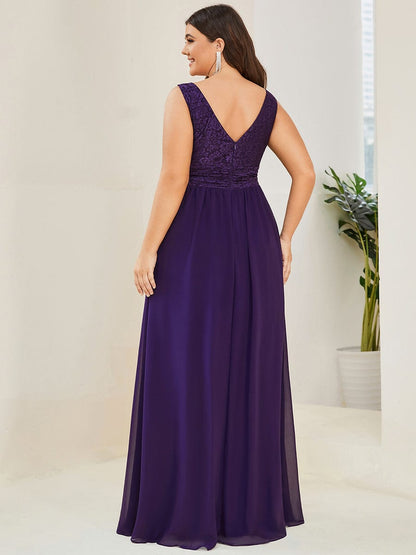 Empire Waist Chiffon V-Neck Evening Gown for Plus Size Women