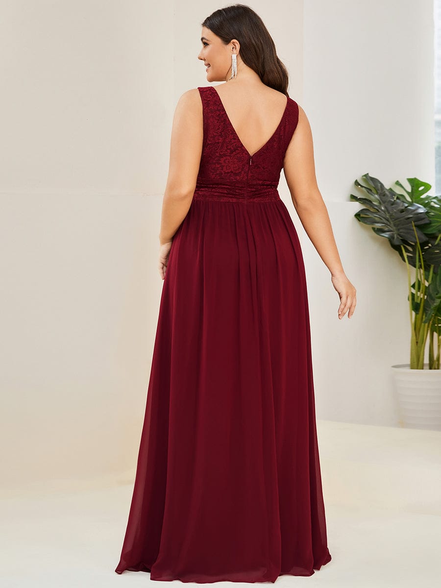 Empire Waist Chiffon V-Neck Evening Gown for Plus Size Women