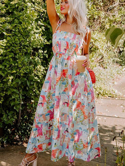 Enchanted Fairy Town Smocked Flowy Maxi Sundress