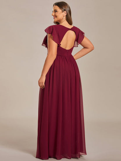 Enchanting Chiffon Bridesmaid Gown with Back Cutout and Ruffles