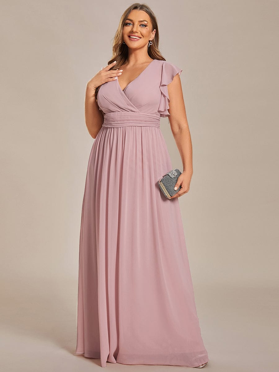 Enchanting Chiffon Bridesmaid Gown with Back Cutout and Ruffles