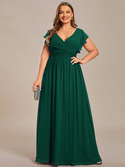 Enchanting Chiffon Bridesmaid Gown with Back Cutout and Ruffles