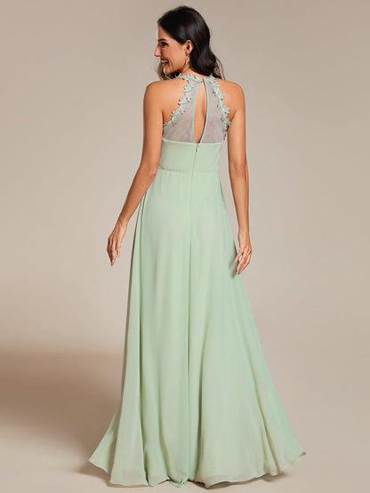 Enchanting Cross Strap Chiffon Backless Bridesmaid Gown