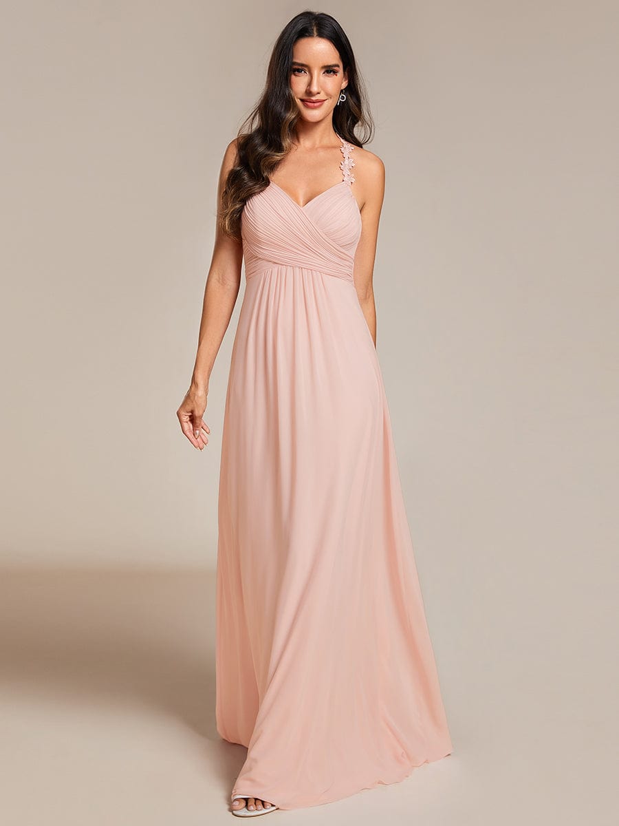 Enchanting Cross Strap Chiffon Backless Bridesmaid Gown