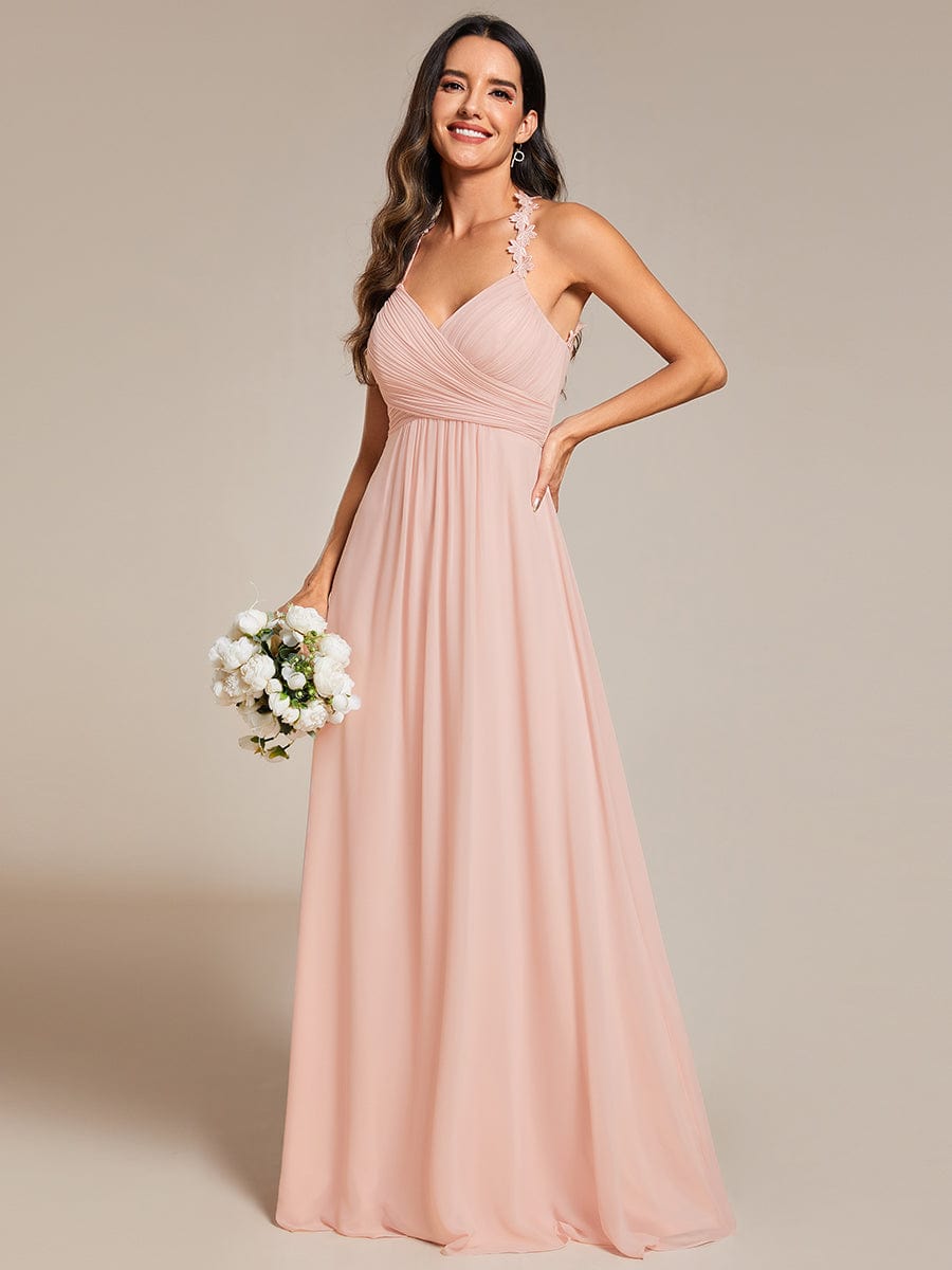 Enchanting Cross Strap Chiffon Backless Bridesmaid Gown