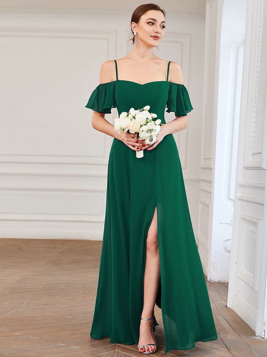 Enchanting Flare Sleeve V Neck Bridesmaid Gown