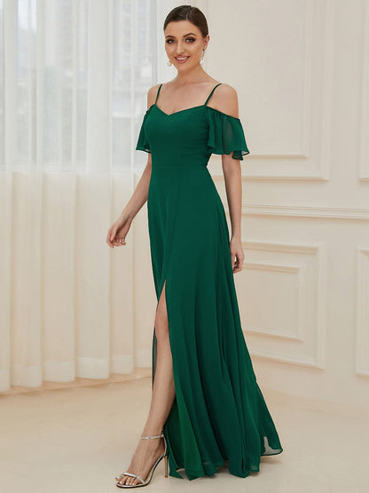 Enchanting Flare Sleeve V Neck Bridesmaid Gown