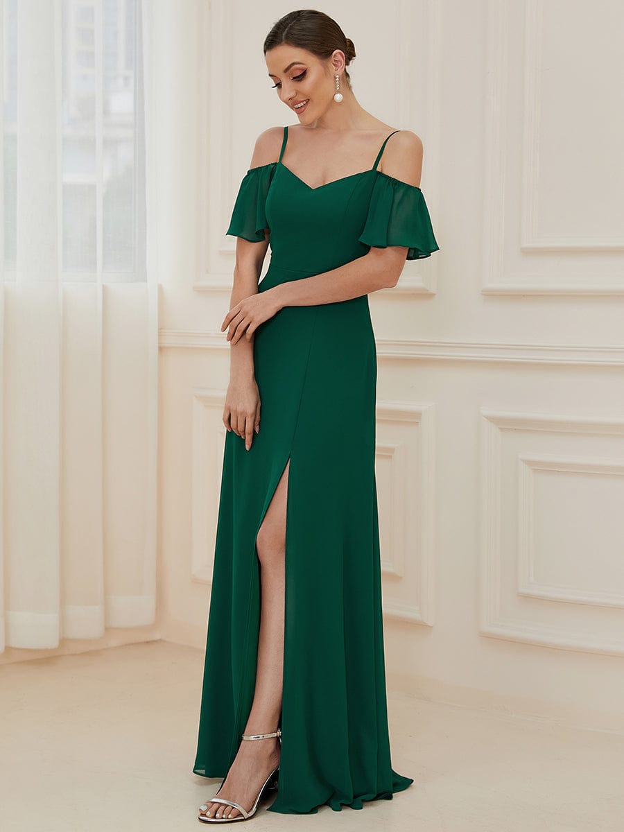 Enchanting Flare Sleeve V Neck Bridesmaid Gown