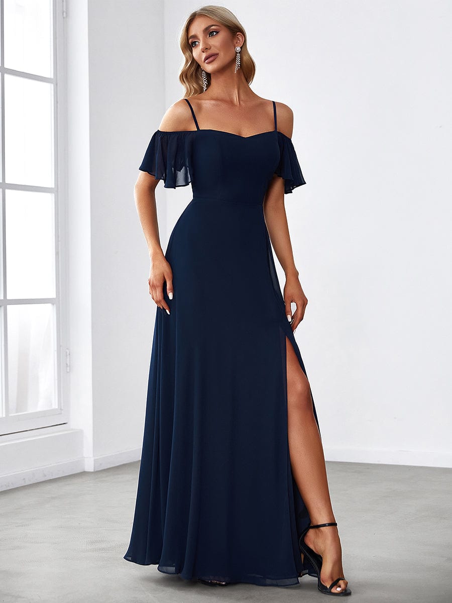 Enchanting Flare Sleeve V Neck Bridesmaid Gown