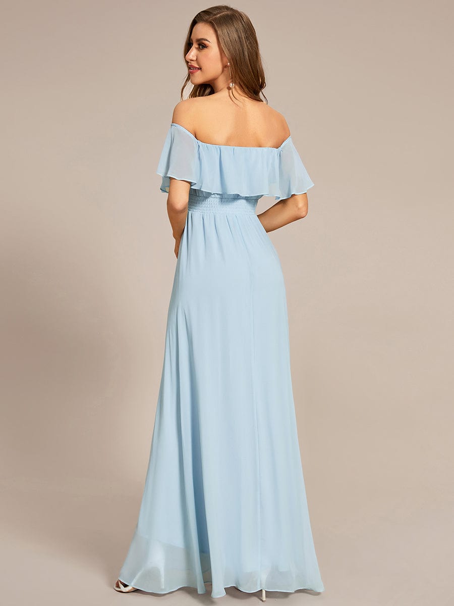 Enchanting Off Shoulder Chiffon Split Bridesmaid Gown