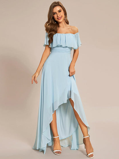 Enchanting Off Shoulder Chiffon Split Bridesmaid Gown