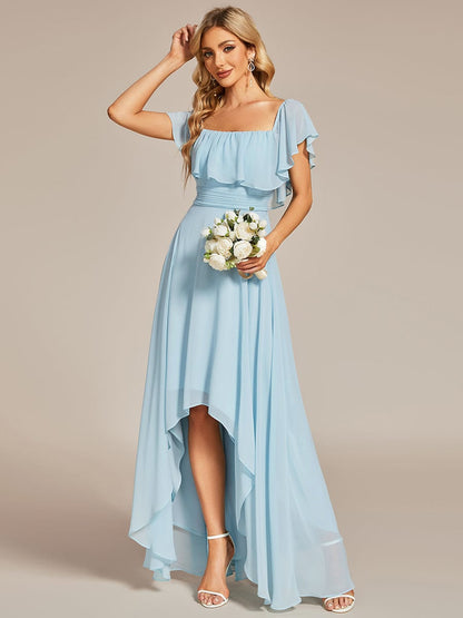 Enchanting Off Shoulder Chiffon Split Bridesmaid Gown