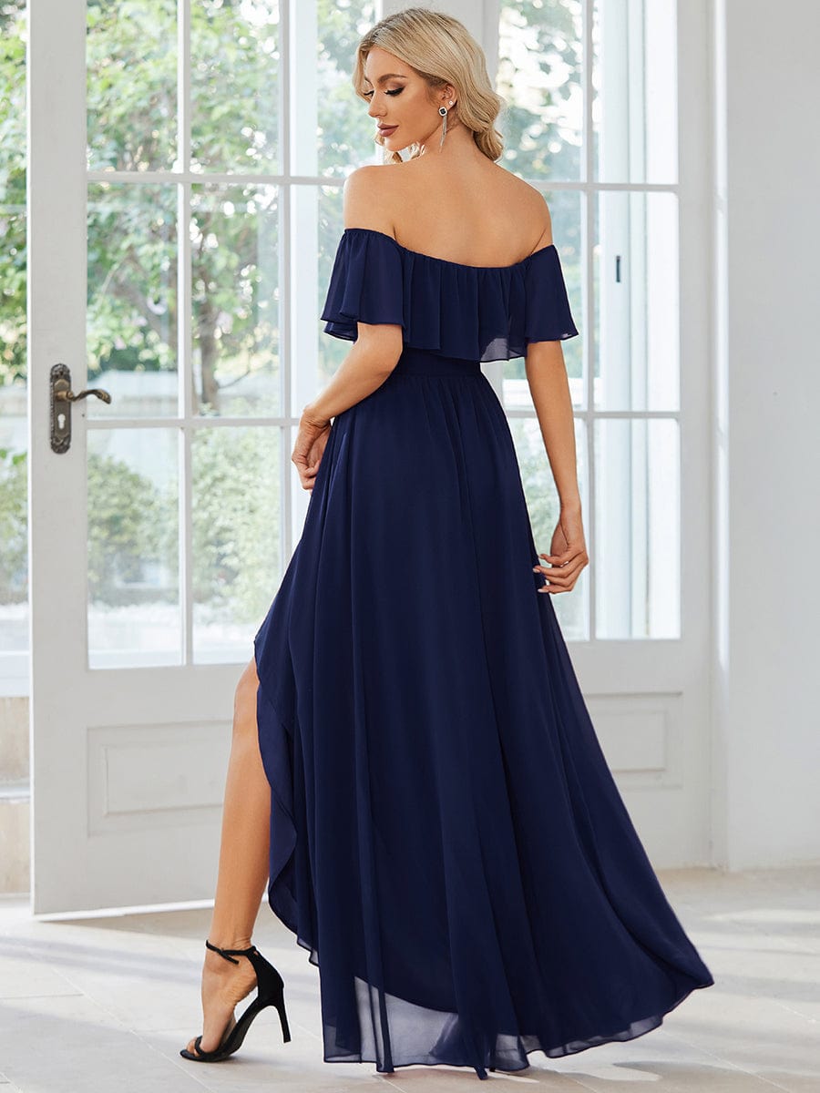 Enchanting Off Shoulder Chiffon Split Bridesmaid Gown
