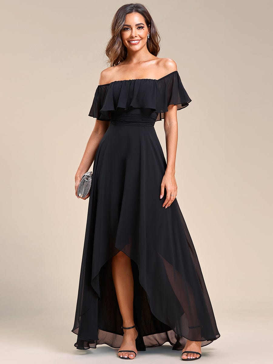 Enchanting Off Shoulder Chiffon Split Bridesmaid Gown