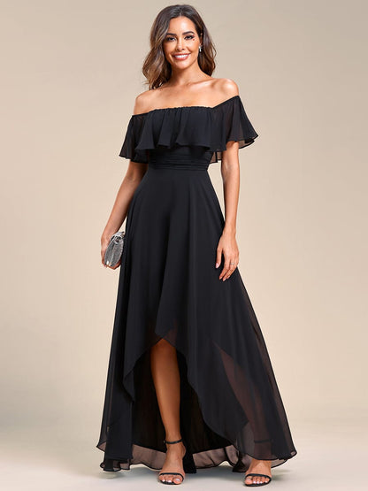 Enchanting Off Shoulder Chiffon Split Bridesmaid Gown