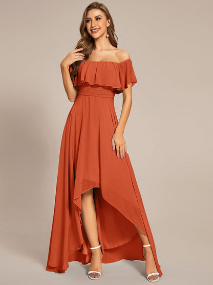 Enchanting Off Shoulder Chiffon Split Bridesmaid Gown