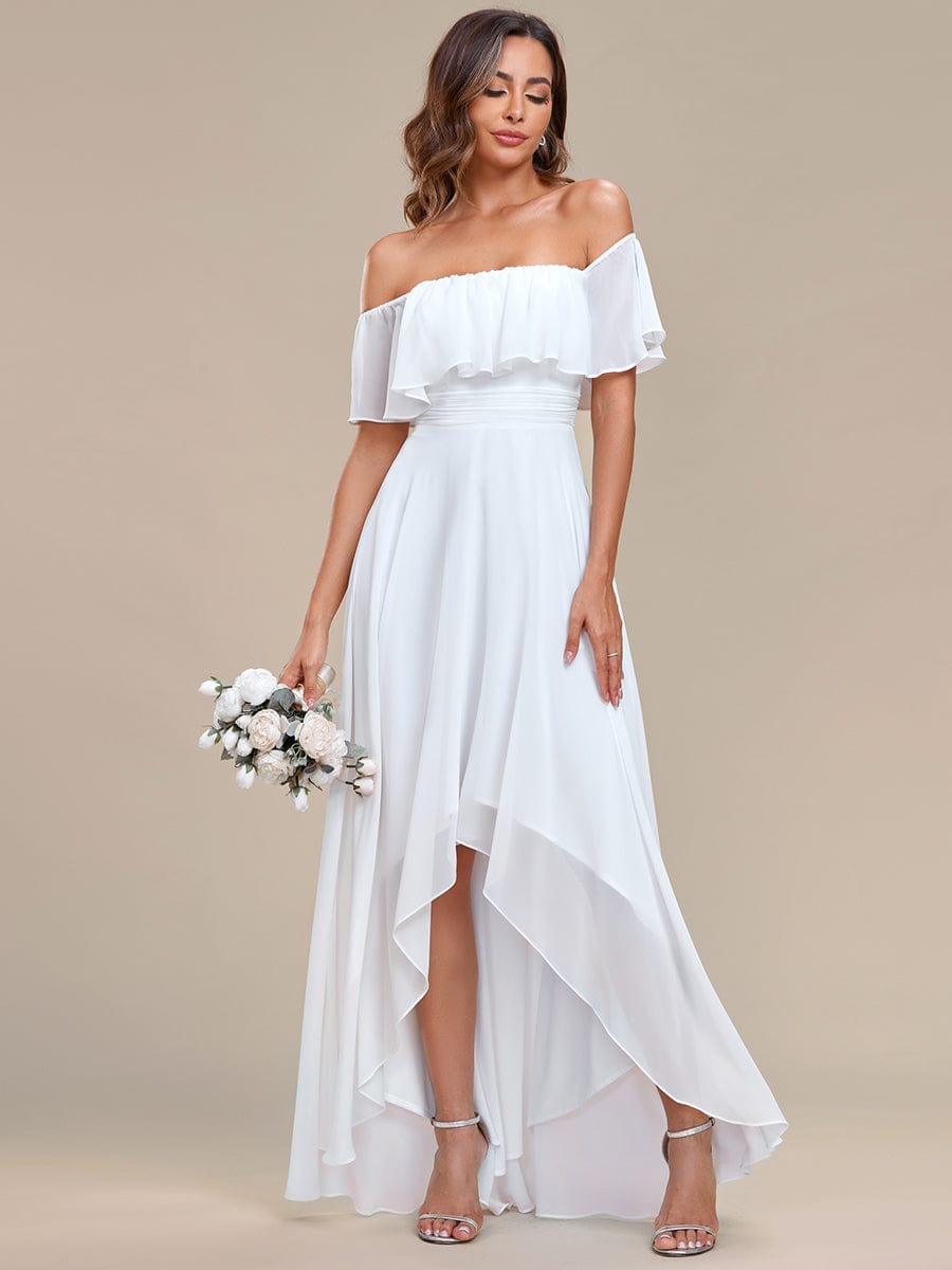 Enchanting Off Shoulder Chiffon Split Bridesmaid Gown