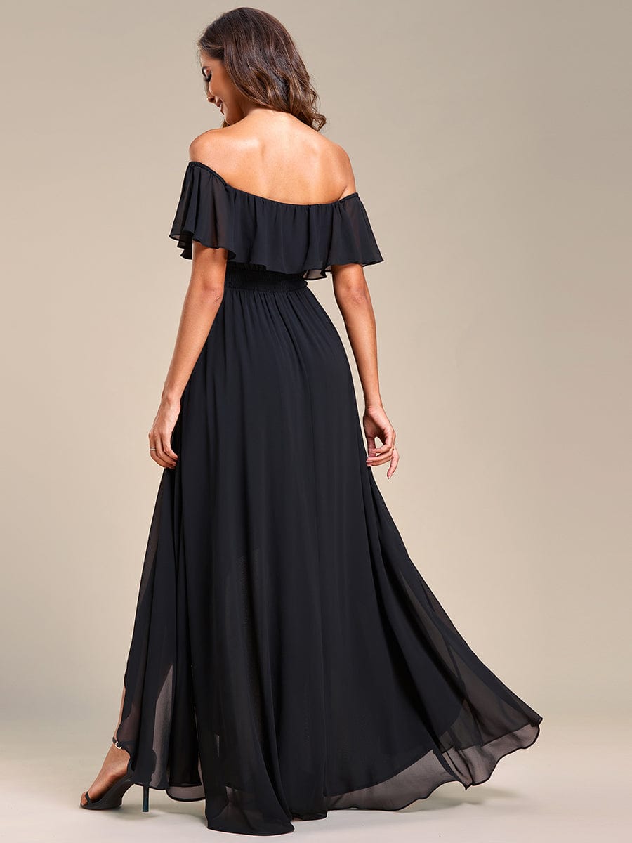 Enchanting Off Shoulder Chiffon Split Bridesmaid Gown