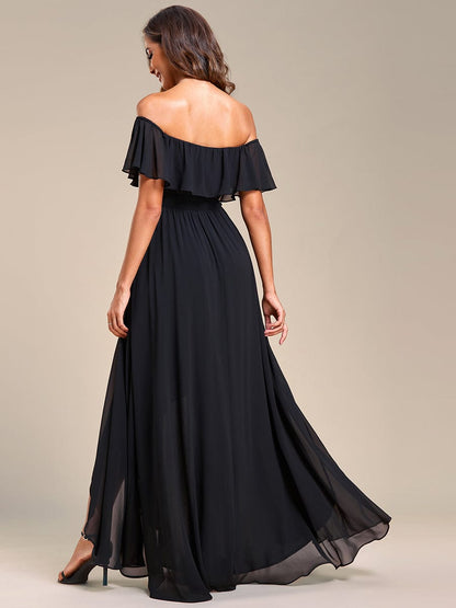 Enchanting Off Shoulder Chiffon Split Bridesmaid Gown