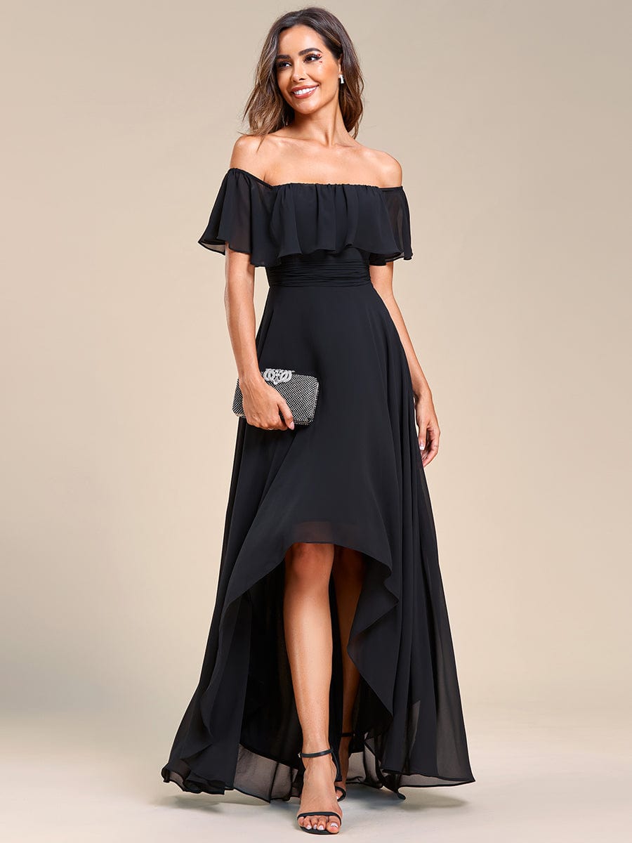 Enchanting Off Shoulder Chiffon Split Bridesmaid Gown