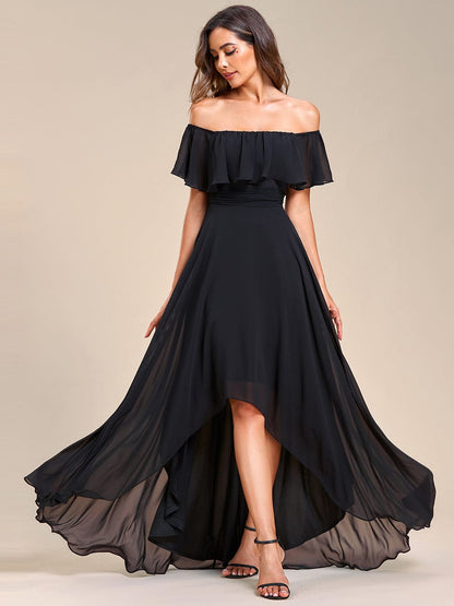 Enchanting Off Shoulder Chiffon Split Bridesmaid Gown