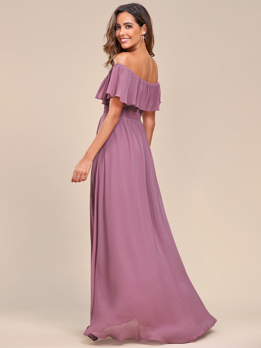 Enchanting Off Shoulder Chiffon Split Bridesmaid Gown