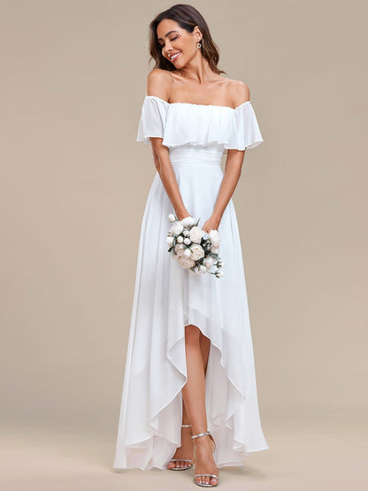 Enchanting Off Shoulder Chiffon Split Bridesmaid Gown