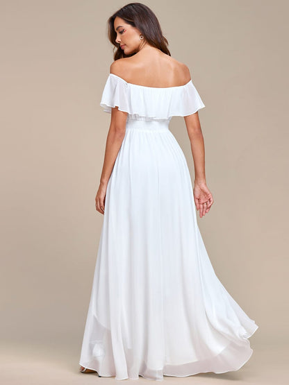 Enchanting Off Shoulder Chiffon Split Bridesmaid Gown
