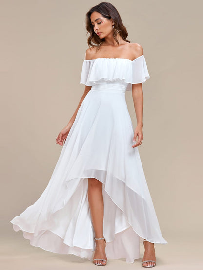Enchanting Off Shoulder Chiffon Split Bridesmaid Gown
