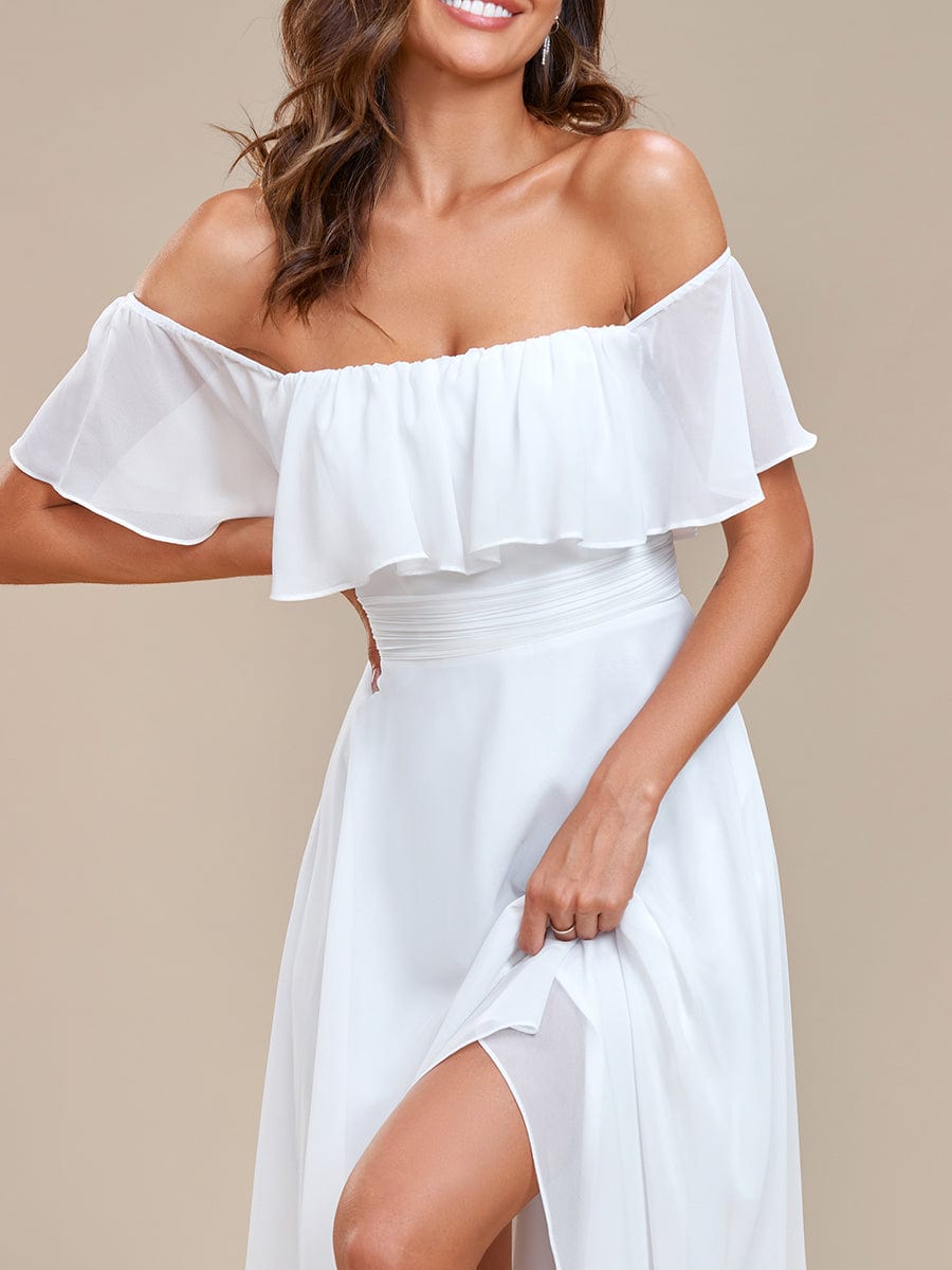 Enchanting Off Shoulder Chiffon Split Bridesmaid Gown