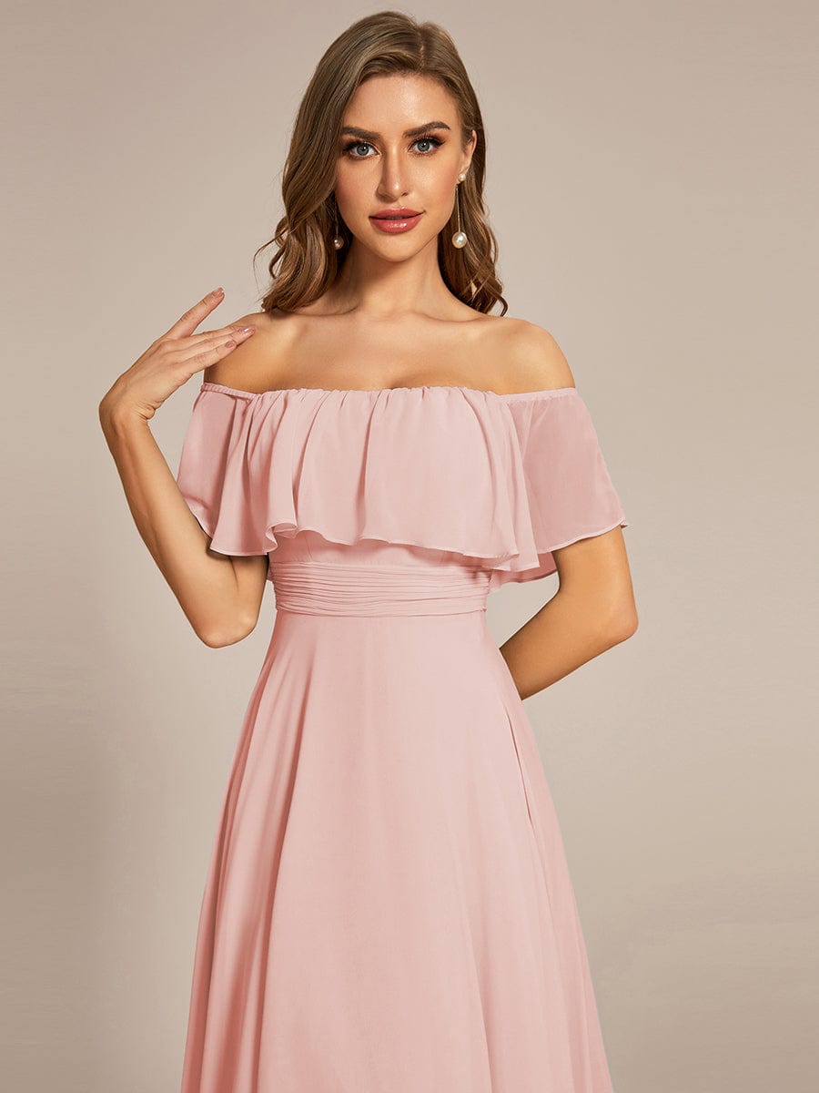 Enchanting Off Shoulder Chiffon Split Bridesmaid Gown